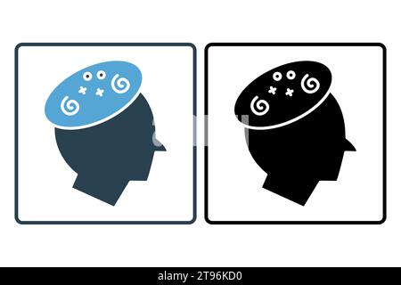 Schwindelsymbol. Kopf mit Chaos. Symbol für Verwirrung. Symbolstil durchgehend. Einfache Vektorkonstruktion bearbeitbar Stock Vektor