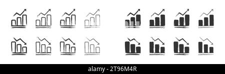 Handgezeichnetes Symbol für Heben- und Falldiagramm. Vektorabbildung Stock Vektor