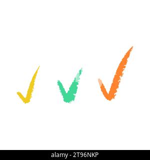 Durchgestrichener farbiger Kohlestift unterstrichen. Kritzeln Sie farbenfrohe Wellenlinien. Handgezeichnete Markierungsstreifen, Pinselstriche und Pfeile Stock Vektor