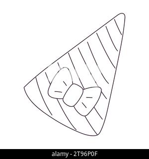 Handgezeichnete festliche Mütze. Symbol der Feier, des Feiertags, des Geburtstages. Umriss-Kritzelvektor-Schwarz-weiß-Illustration isoliert auf einem weißen Hintergrund Stock Vektor