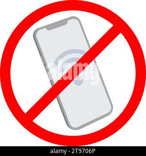 Kein wlan auf Smartphone-Symbol. Symbol für das wlan-Signal des Mobiltelefons gekreuzt. Zeichen für schlechte Internetverbindung Stock Vektor