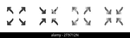 Hand gezeichnetes Symbol für Eingabe/Beenden im Vollbildmodus. Vektorabbildung Stock Vektor