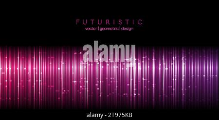 Leuchtend violett Neon abstrakter futuristischer High-Tech-Hintergrund. Dünne Verbindungslinien dunkles Vektordesign Stock Vektor