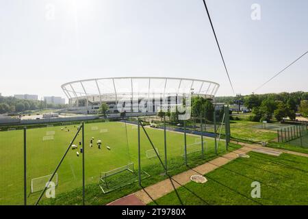 Kattowitz, Polen - 20. Mai 2023: Tag der offenen Tür des Schlesischen Stadions (Stadion Slaski) in Kattowitz, Polen. Das Stadion Slaski ist einer der größten Veranstaltungsorte in Polen. Stockfoto