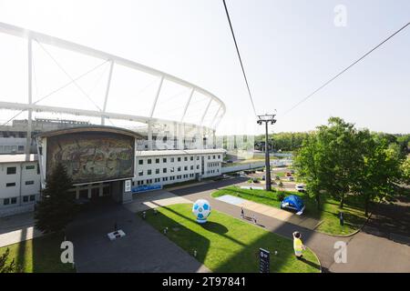 Kattowitz, Polen - 20. Mai 2023: Tag der offenen Tür des Schlesischen Stadions (Stadion Slaski) in Kattowitz, Polen. Das Stadion Slaski ist einer der größten Veranstaltungsorte in Polen. Stockfoto