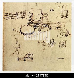 Leonardo da Vinci. Maschinengießen la fabrication de miroirs Dreschkörbe. Stockfoto