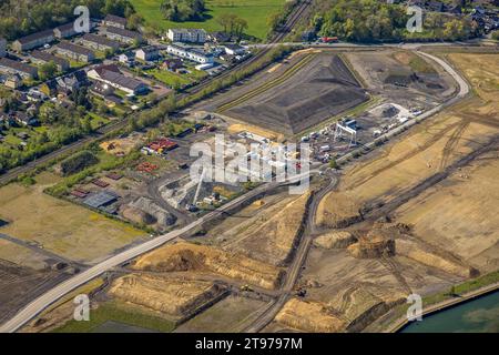 Luftaufnahme, Wasserstadt Aden, Baufläche für geplantes Stadtquartier auf dem Gelände der ehemaligen Zeche Haus Aden, Baustelle, Weddinghof Stockfoto