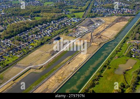 Luftaufnahme, Wasserstadt Aden, Baufläche für geplantes Stadtquartier auf dem Gelände der ehemaligen Zeche Haus Aden, Baustelle, Weddinghof Stockfoto