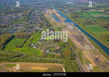 Luftaufnahme, Wasserstadt Aden, Baufläche für geplantes Stadtquartier auf dem Gelände der ehemaligen Zeche Haus Aden, Baustelle, Weddinghof Stockfoto