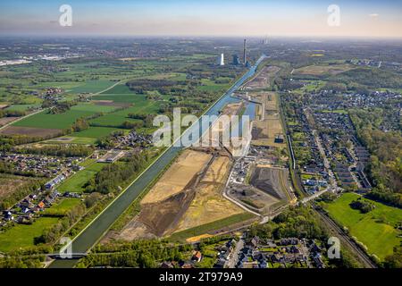 Luftaufnahme, Wasserstadt Aden, Baufläche für geplantes Stadtquartier auf dem Gelände der ehemaligen Zeche Haus Aden, Baustelle, Weddinghof Stockfoto