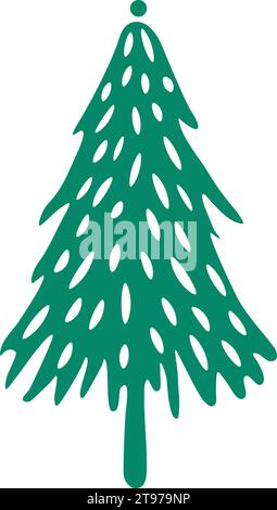 Einfaches Symbol für den Weihnachtsbaum. Grünes Piktogramm isoliert auf weißem Hintergrund. Symbol für Winterferien. Vektorabbildung Stock Vektor