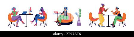 Gruppe von Leuten im Büro, helle Vektor-Illustration, nicht KI, handgezeichnet für Design, Cartoon Stock Vektor