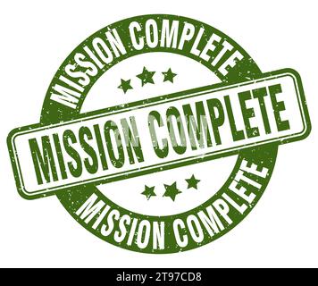 Mission Complete Stempel. Mission Complete Zeichen. Rund Grunge Etikett Stock Vektor