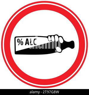Vektorgrafik des Straßenschildes, das anzeigt, dass dies eine alkoholfreie Zone in Amsterdam ist Stock Vektor