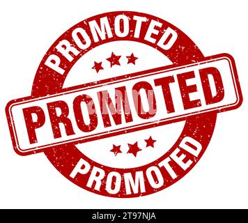 Beförderte Marke. Beförderte Zeichen. Runde Grunge Etikett Stock Vektor