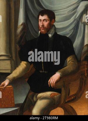 Porträt eines sitzenden Mannes, der ein Buch 1561-65 von Mirabello Cavalori hält Stockfoto