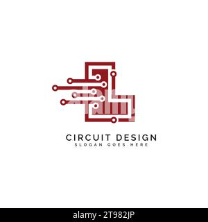 Logo mit Buchstabe L, Symbol für Schaltungsform, Technologie und digitale abstrakte Punktverbindung. Alphabet L Tech Logotype, Design, Internet, Systeme Stock Vektor