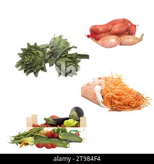 Dieses Foto zeigt vier verschiedene Gemüsearten in einem Bild Stockfoto