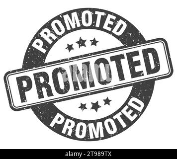 Beförderte Marke. Beförderte Zeichen. Runde Grunge Etikett Stock Vektor