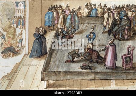 Die Hinrichtung von Maria Königin von Schotten am 8. Februar 1587, Aquarell von unbekannter Künstlerin, um 1613 Stockfoto