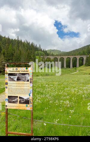 Eisenbahnbrücke Chramossky viadukt bei Telgart, Horehronie, Slowakei Stockfoto