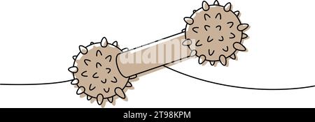 Hundeschlepper, Hundekauspielzeug eine Linie farbige, durchgehende Zeichnung. Tierzubehör, Tierspielzeug liefert durchgehende einzeilige Illustration. Stock Vektor