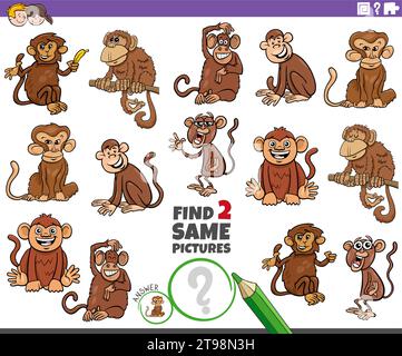 Cartoon Illustration von pädagogischen Puzzle-Spiel für Kinder mit Lustige  wilde Tierfiguren Stock-Vektorgrafik - Alamy