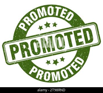Beförderte Marke. Beförderte Zeichen. Runde Grunge Etikett Stock Vektor