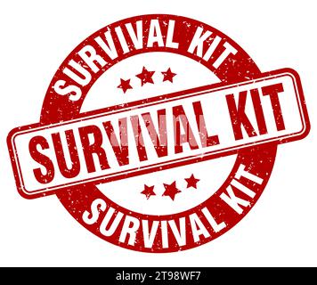 Survival Kit Stempel. Survival Kit Zeichen. Runde Grunge Etikett Stock Vektor