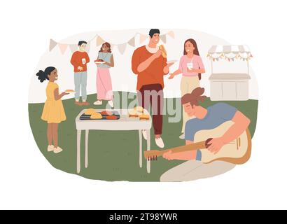 Street Party isolierte Konzept-Vektor-Illustration. Pizza City fest, Rib Food Festival, Weihnachtsmarkt, fröhliche Leute, Outdoor-Spaß, Unterhaltung, Restaurant und Café, Karnevalsvektorkonzept. Stock Vektor