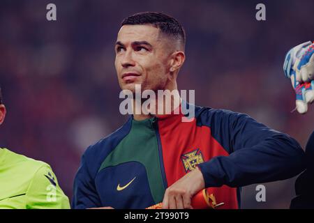 Cristiano Ronaldo während des Qualifikationsspiels zur UEFA Euro 2024 zwischen portugiesischen und isländischen Nationalmannschaften, Estadio Jose Alvalade, Lissabon, Portugal. (Ma Stockfoto