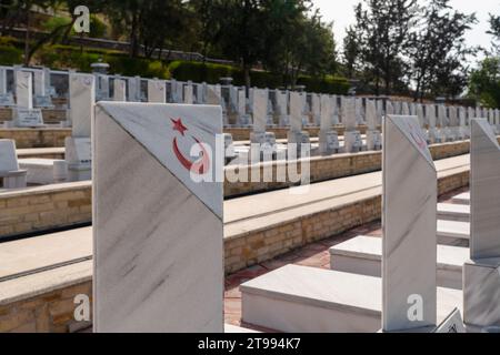 Militärfriedhof Bogaz (Türkisch Boğaz Şehitliği), Bogazkoy, Kyrenia (Girne), Nordzypern. Stockfoto