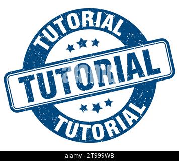 Tutorialstempel. Tutorialschild. Rundes Grunge-Etikett Stock Vektor