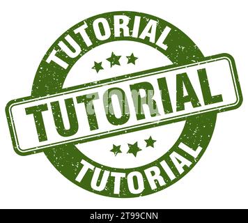 Tutorialstempel. Tutorialschild. Rundes Grunge-Etikett Stock Vektor