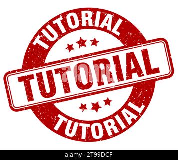 Tutorialstempel. Tutorialschild. Rundes Grunge-Etikett Stock Vektor