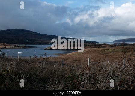 Die Isle of Ulva über den Sound of Ulva von Mull, Schottland Stockfoto