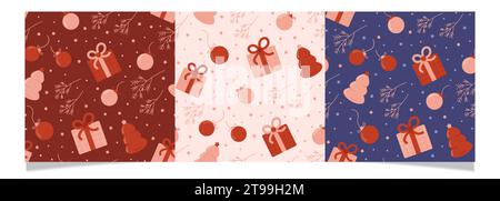 Weihnachts- und Neujahrsmuster mit Geschenken Stock Vektor