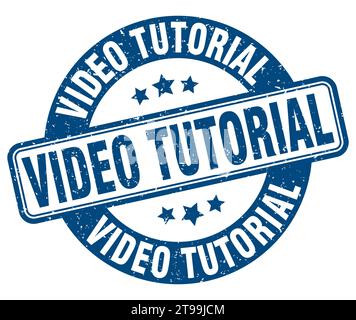 Video Tutorial Stempel. Video Tutorial Zeichen. Runde Grunge Etikett Stock Vektor