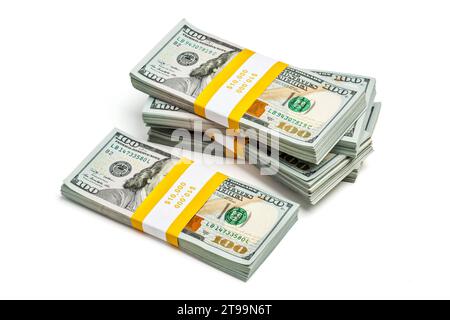 Bündel von 100 US-Dollar 2013-Ausgabe-Banknoten Stockfoto