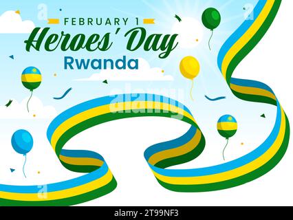 Ruanda Heroes Day Vector Illustration am 1. Februar mit Ruandas Flagge und Soldier Memorial, die im Hintergrund des Nationalfeiertags kämpften Stock Vektor