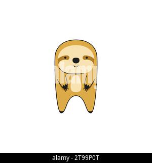 Süßes Faultier. Tierfiguren-Design. Kawaii. Stock Vektor