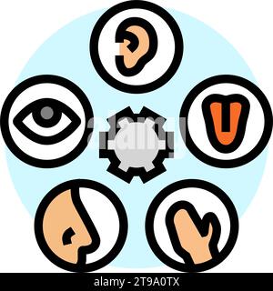 Sensorische Integration Ergotherapeut Farb-Icon-Vektor-Illustration Stock Vektor