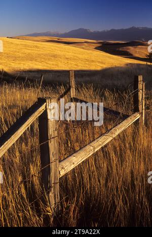 Ranchlandzaun, Wallowa County, Oregon Stockfoto