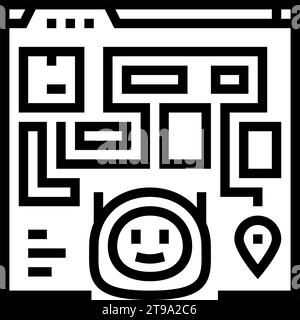 Illustration des Symbols der autonomen Auslieferungslinie für AI-Routing Stock Vektor