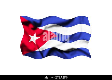 Kuba Flagge weht im Wind, Kuba fliegende Flagge, Clipping Path inklusive Stockfoto