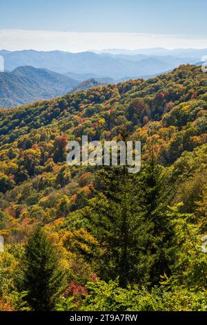 Blick auf die Great Smoky Mountains, North Carolina Stockfoto