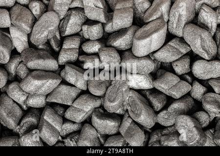 Die Polystyrol-Füllung der Erdnüsse. Draufsicht. Stockfoto