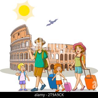 Römisches Kolosseum. Sicht. Architektonisches Denkmal. Reisen. Vektor. Römisches Kolosseum. Rom, Italien, Europa. Reisen. Architektur und Wahrzeichen. Vektorillustr Stock Vektor