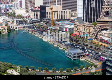 Bellagio Fountains mit Formel 1 Construction Las Vegas, Nevada Stockfoto