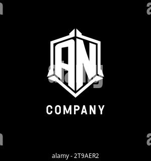 EINE Initiale mit Logo und Vektorgrafik im Schilddesign Stock Vektor